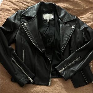 BCBG Black Leather Moto Jacket